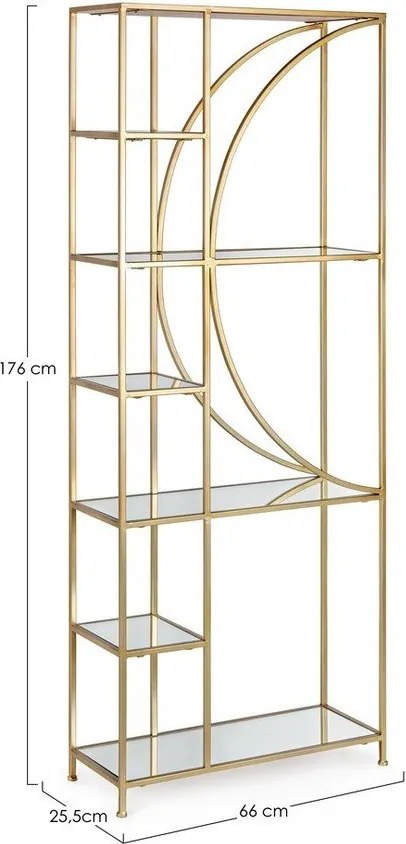 Стоманена библиотека в златист цвят 66x176x25,5 cm Elenor – Bizzotto