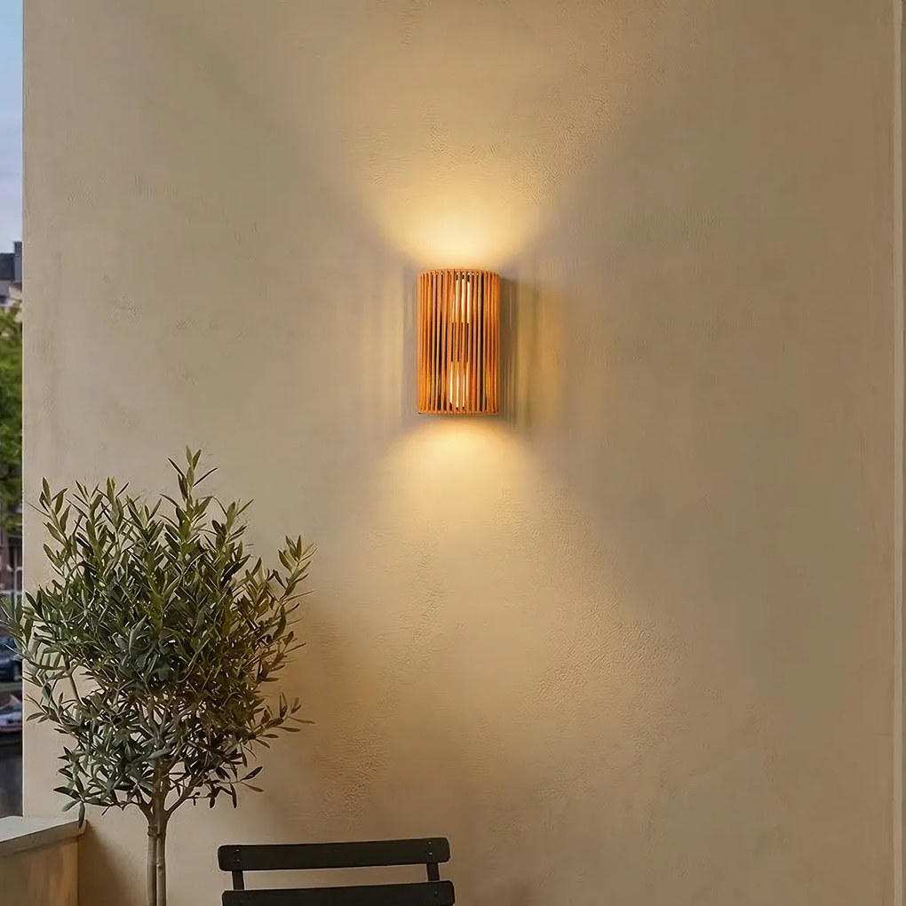 Japandi стенна лампа оранжева с черно и въже IP44 - Jayla