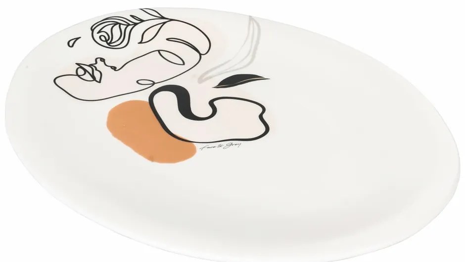 Керамична чиния за сервиране , 38 x 27,5 cm Face to Grey - VDE Tivoli 1996