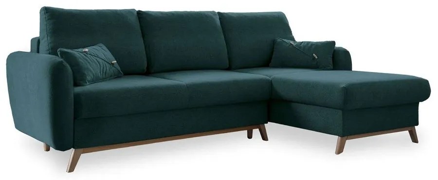 Тюркоазен ъглов разтегателен диван, десен ъгъл Scandic Lagom - Miuform