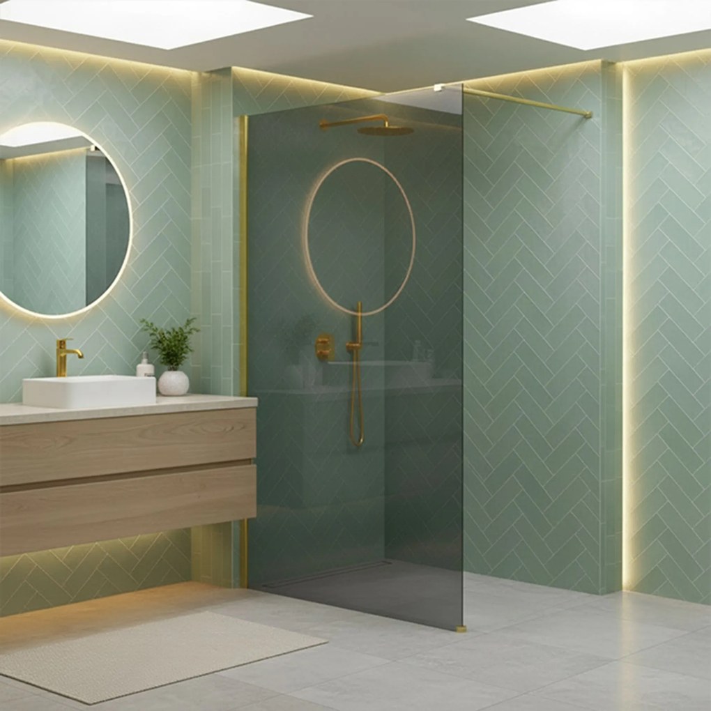 Параван за душ Rea Flexi Grey / Gold 100