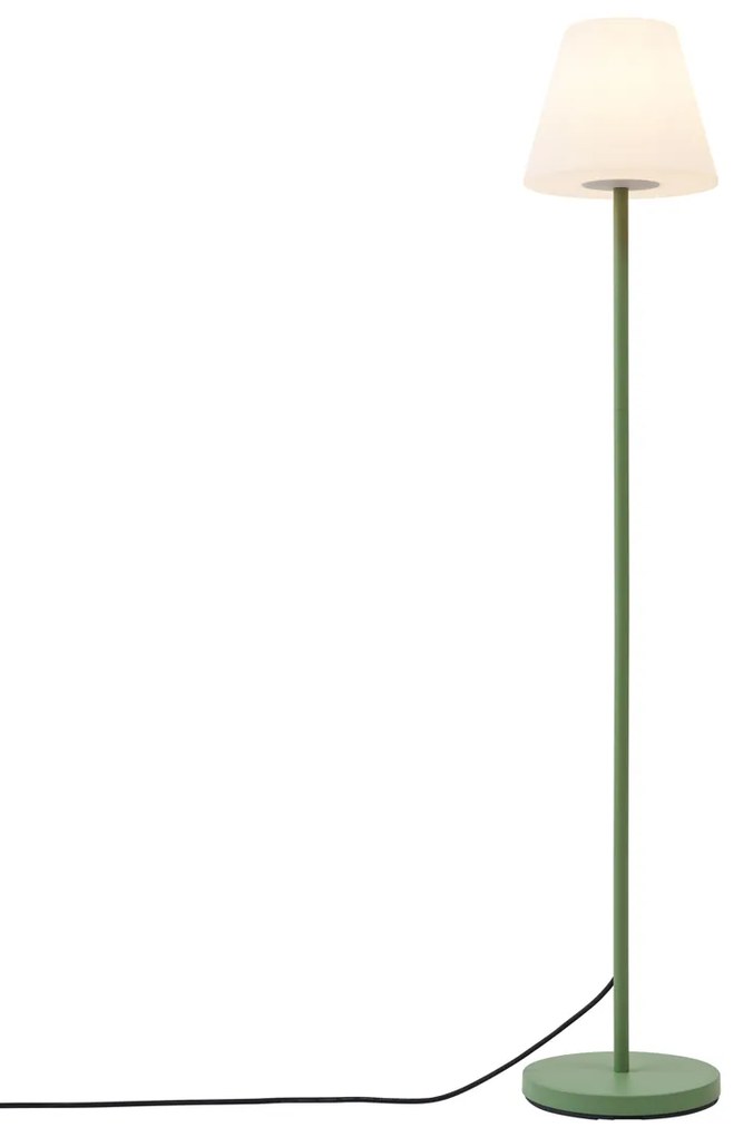 Външна подова лампа зелена с бял абажур IP65 - Virginia