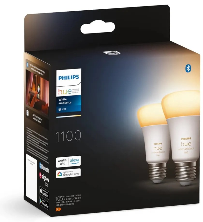 LED комплект крушки 2 бр. E27, 11 W White ambiance – Philips Hue