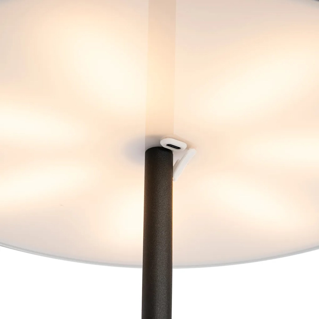 Подова лампа за външен монтаж черна акумулаторна 3-степенна димируема - Keira