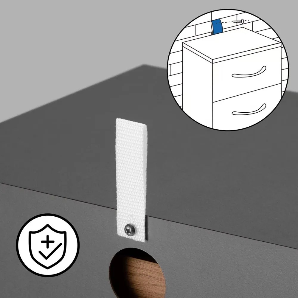 Нощно шкафче Eloise - комплект от 2 части, 3 чекмеджета, 54 × 39 × 28 cm drevo / sivá