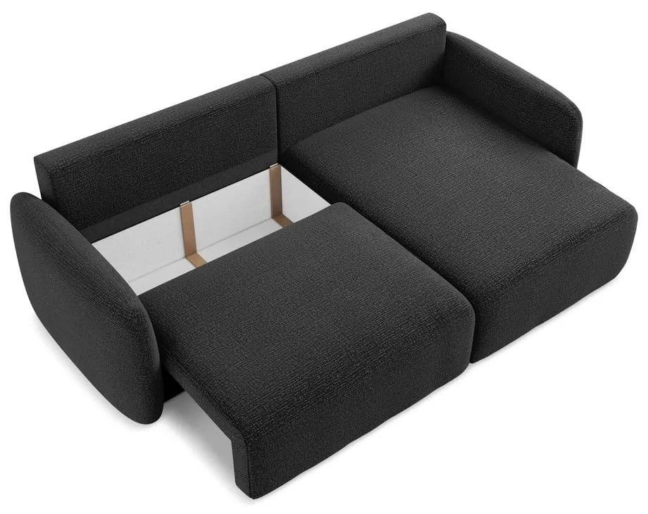 Черен разтегателен ъглов диван с място за съхранение (десен ъгъл) Kalena – Makamii
