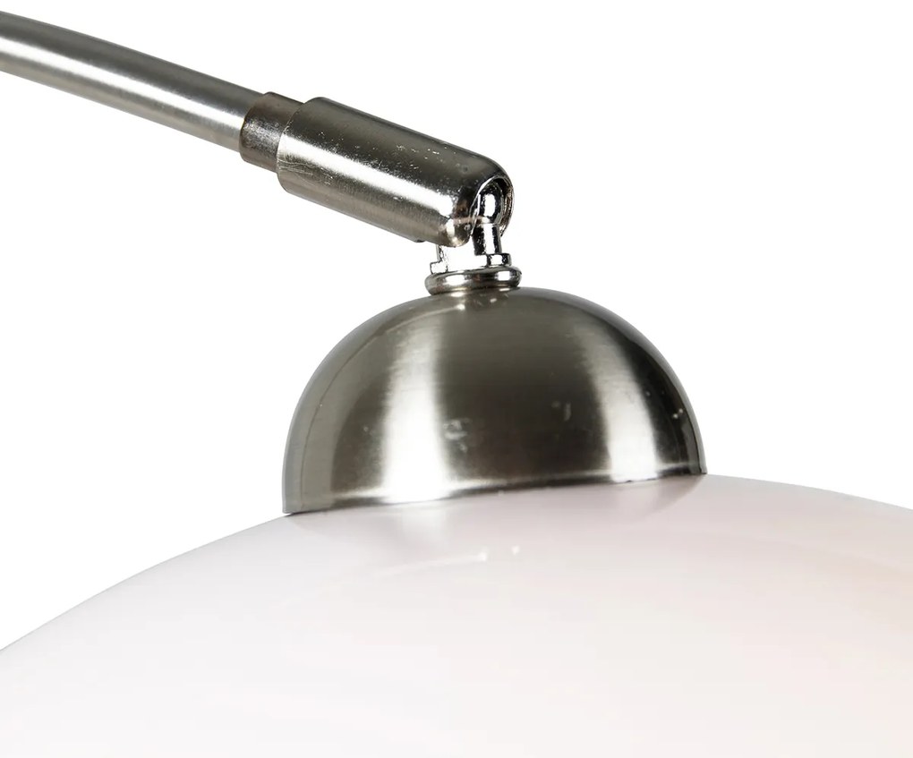 Интелигентна стенна арка лампа стомана с бял абажур с Wifi A60 - Bow