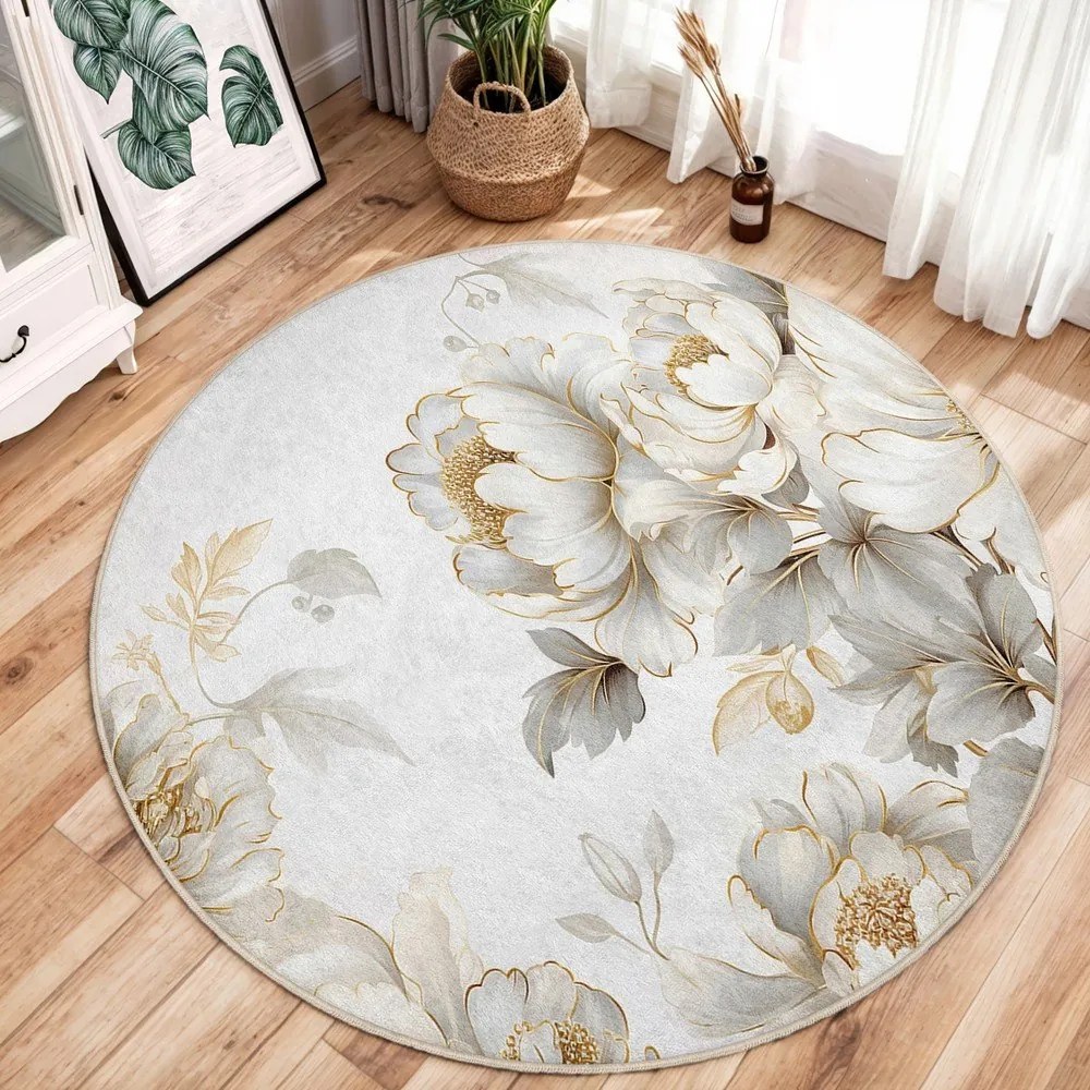 Светлосиво-бежов кръгъл килим подходящ за пране ø 120 cm Soft and Gentle – Mila Home