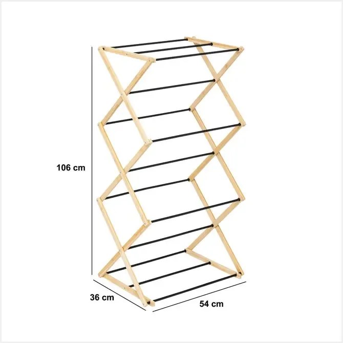 Сушилник за дрехи 5five Black Bamboo Accordion, Бамбук Бежов, 7 m