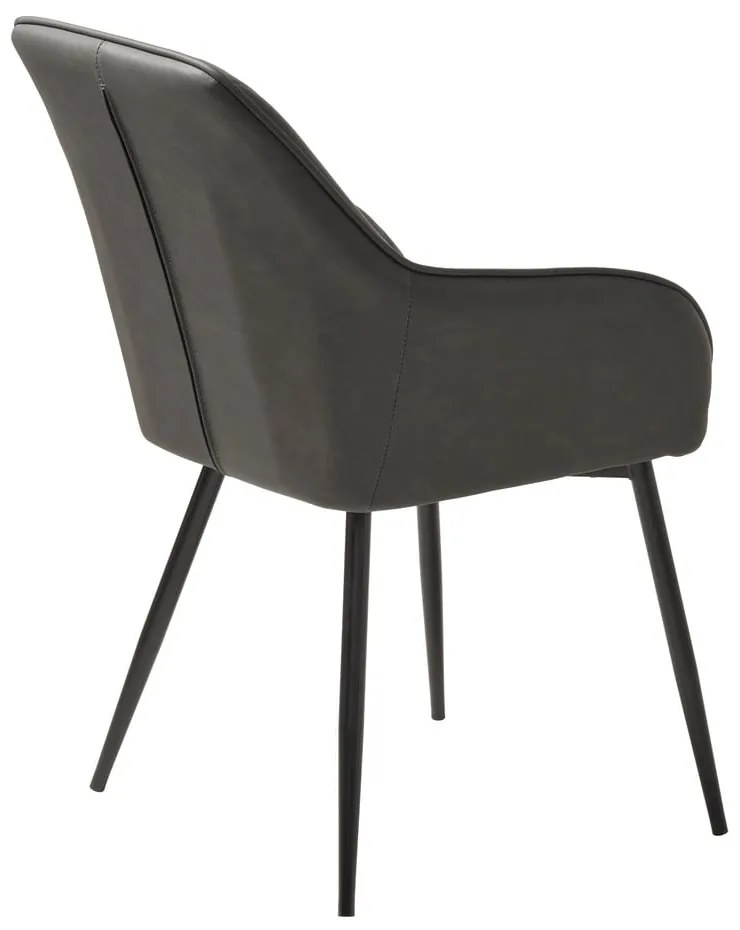 Тъмносиви тапицирани трапезни столове в комплект с подлакътници 2 бр. Nolan Stripe – Unique Furniture