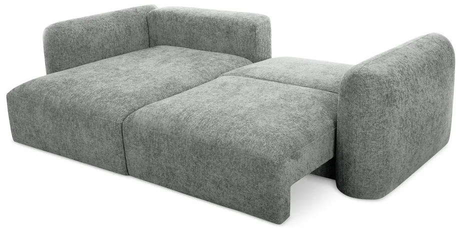 Сив шенилов разтегателен ъглов диван с място за съхранение (ляв ъгъл) Mele – Makamii