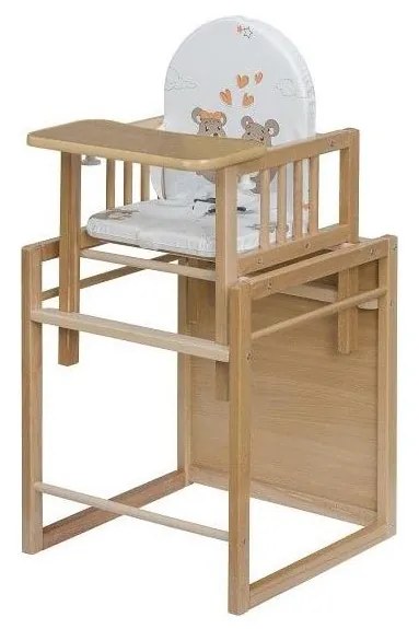 COSING - Детски стол за хранене 2 в 1 Viktoria бук/бял