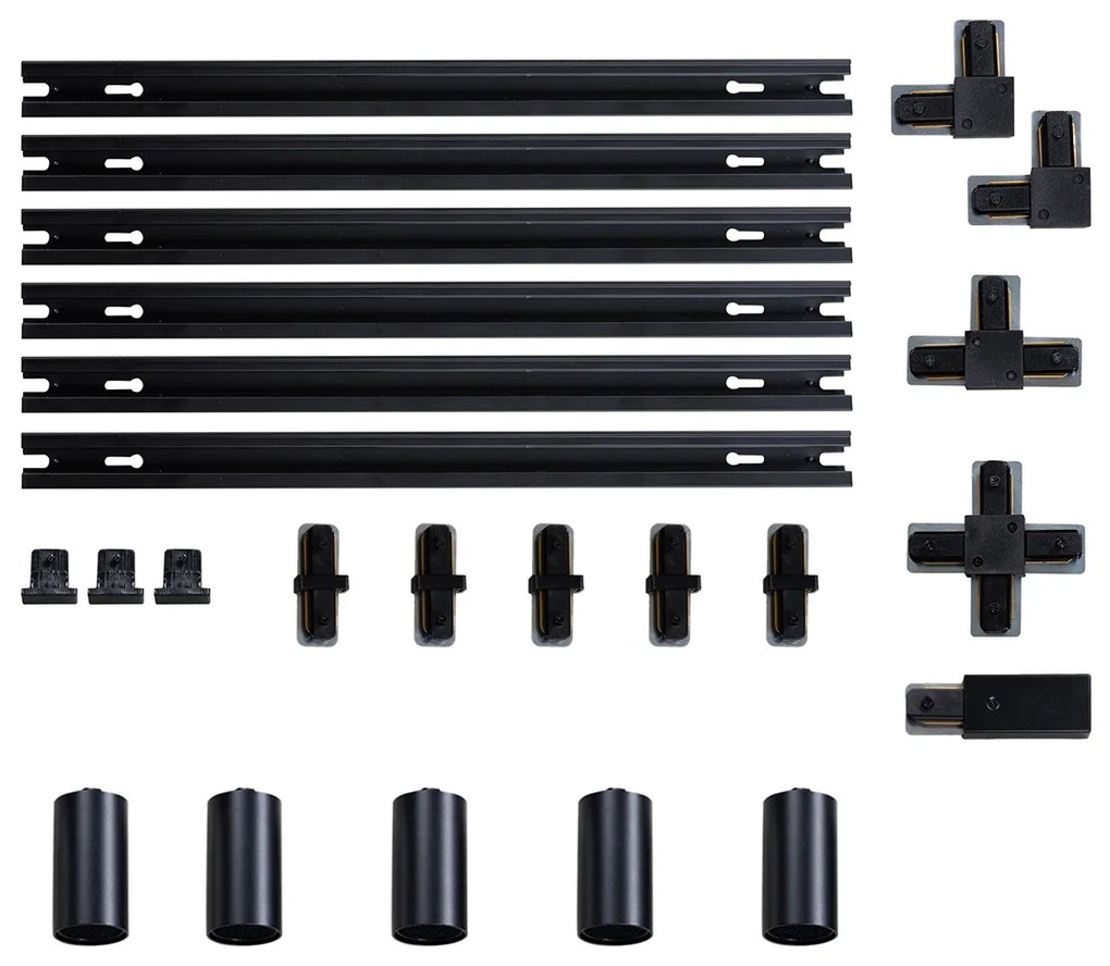 Модерна релсова система с 5 прожектора черна 1-фазна GU10 35mm - Iconic Ruby Honey