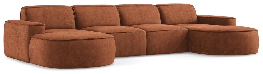 Теракотен шенилов ъглов диван (U форма) Omao – Makamii