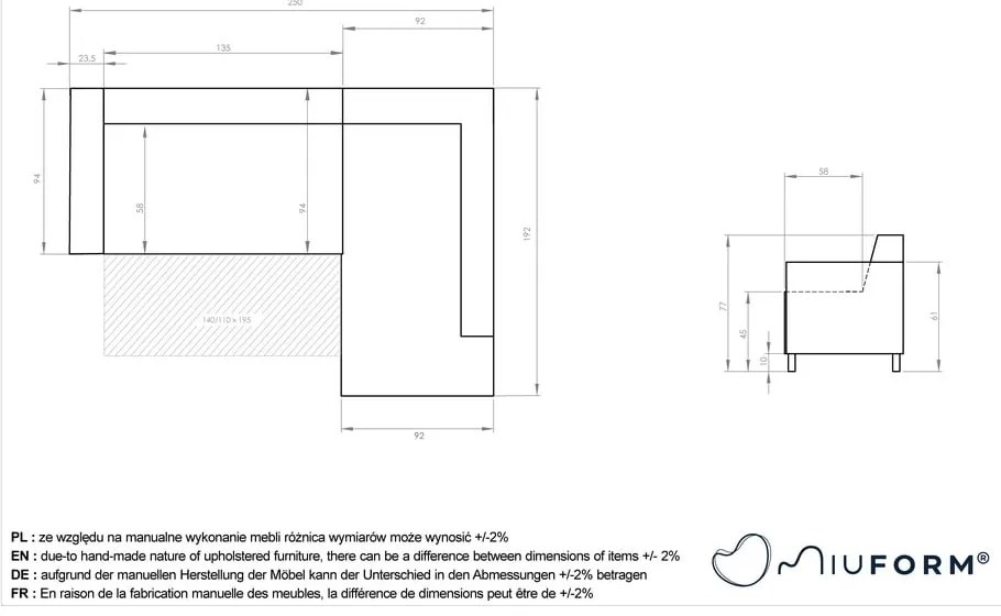 Антрацитен разтегателен/с място за съхранение ъглов диван (десен ъгъл/L форма) Classy Sophie – Miuform