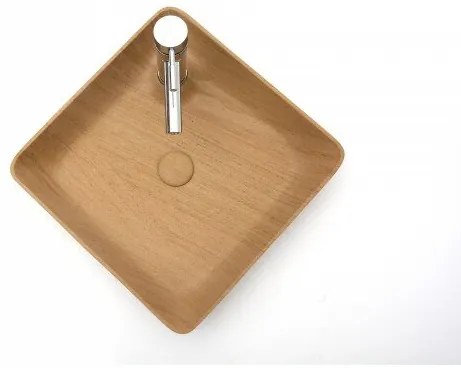 Мивка за баня ICL 4710WOODEN, монтаж върху плот, камък, дървесен, 45x45x10см