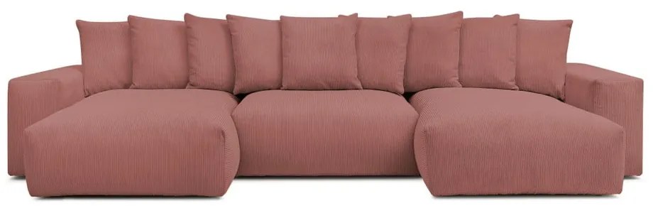 Светлорозов ъглов диван от рипсено кадифе Voltaire – Bobochic Paris