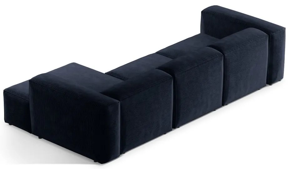 Тъмносин ъглов диван от рипсено кадифе (десен ъгъл) Bergamo – Cosmopolitan Design