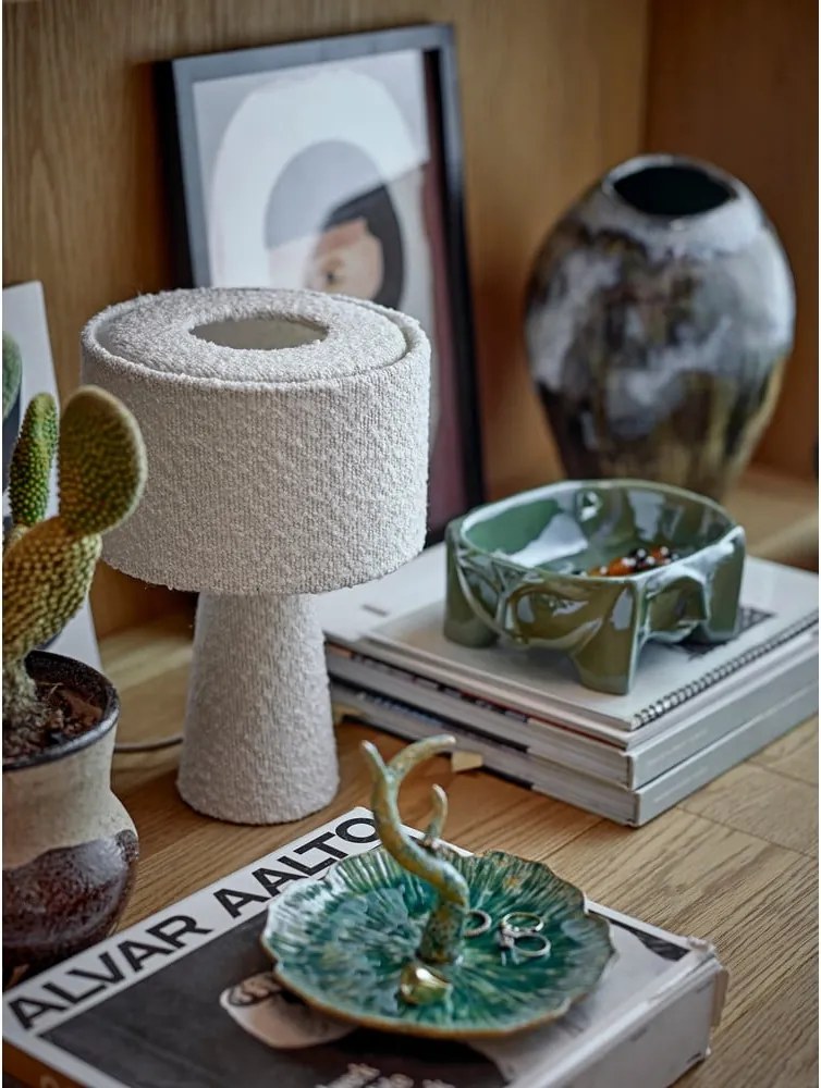 Бяла настолна лампа с текстилен абажур (височина 30 cm) Emmie – Bloomingville