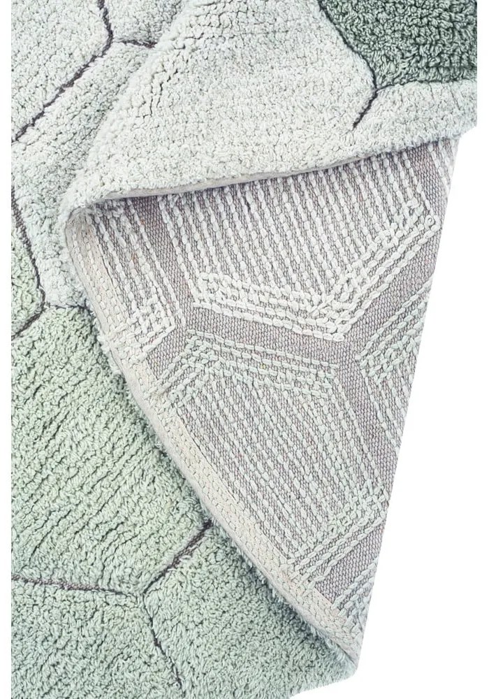 Светлозелен ръчно изработен памучен кръгъл килим подходящ за пране ø 140 cm Honeycomb Blue Sage – Lorena Canals