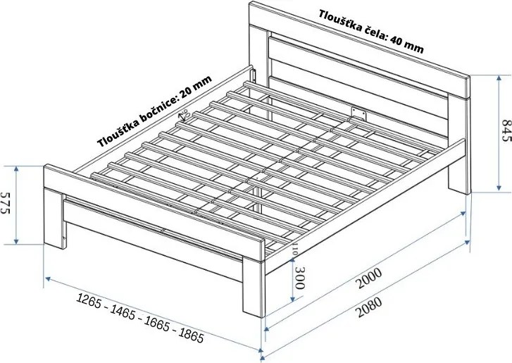 Двойно легло 180x200 cm от масивен бук с включена подматрачна рамка в естествен цвят Fiorentino – B.E.S.