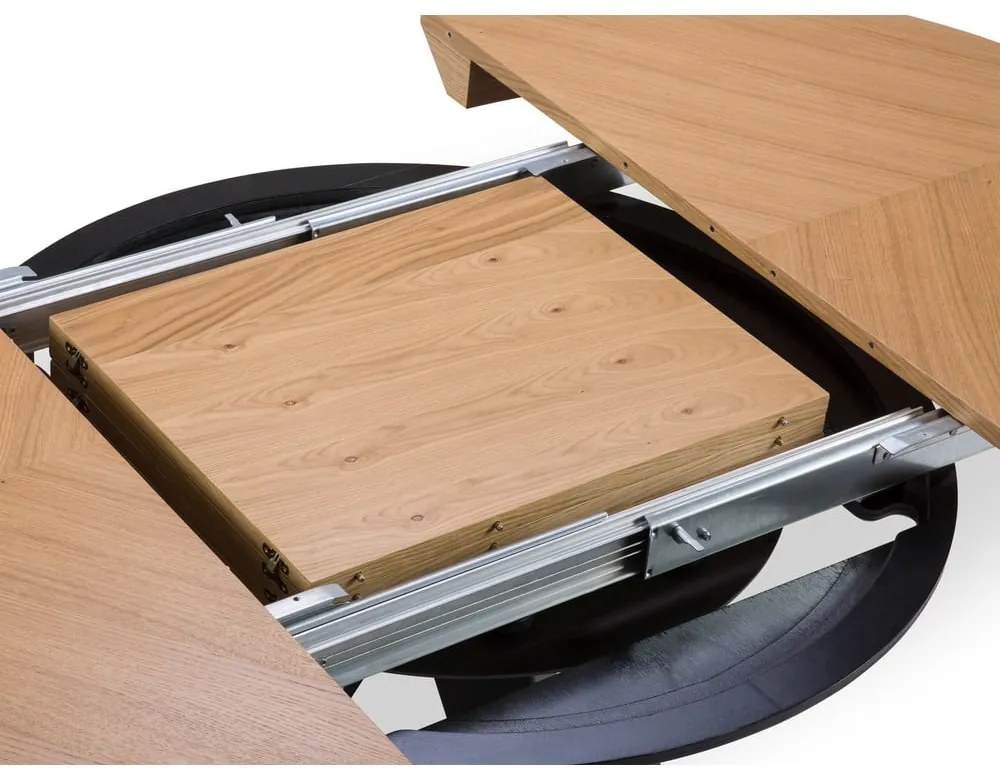 Кръгла сгъваема трапезна маса с допълнителна плоча с дъбов плот ø 120 cm Magnus – Windsor &amp; Co Sofas