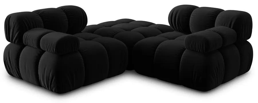 Черен ъглов диван от кадифе Bellis - Micadoni Home