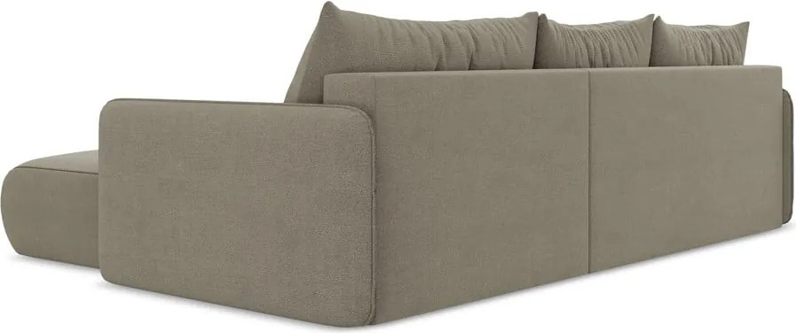 Бежов разтегателен ъглов диван с място за съхранение (десен ъгъл) Nanea – Makamii