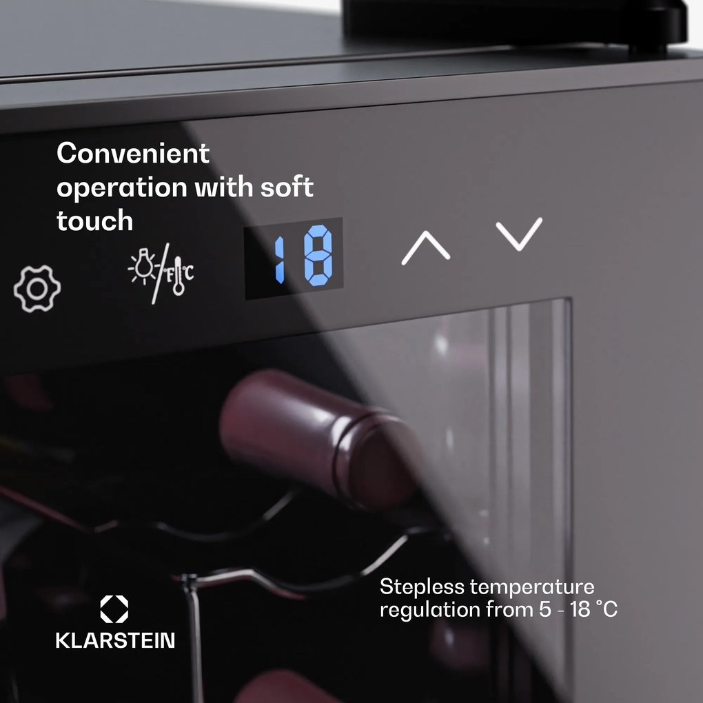 Klarstein Shiraz 8 Uno, охладител за вино, 8 бутилки, 8 - 18 °C, сензорно управление