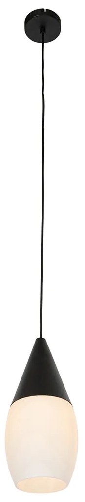 Модерна висяща лампа черна с опалово стъкло - Drop