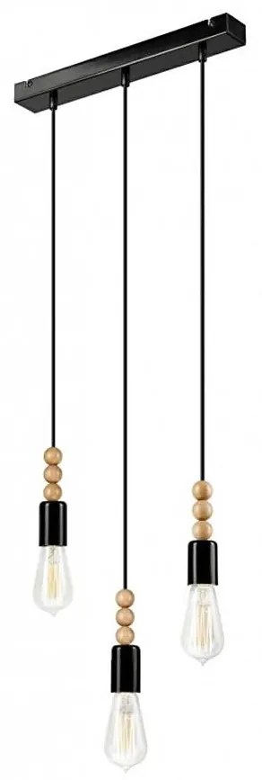 Полилей SIMON 3xE27/60W/230V черен кабел