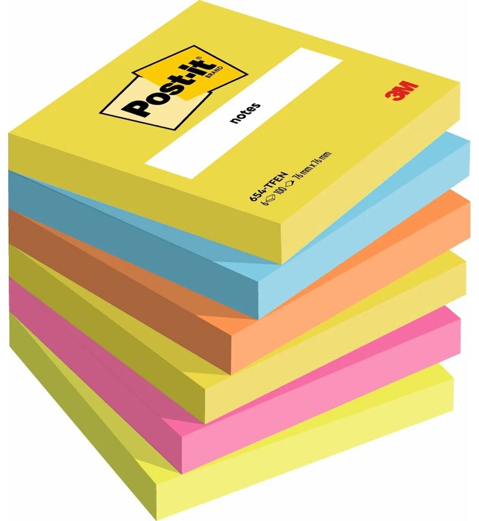 Лепящи Листчета Post-it 654-TFEN 76 x 76 mm A7 Стандард (6 броя)