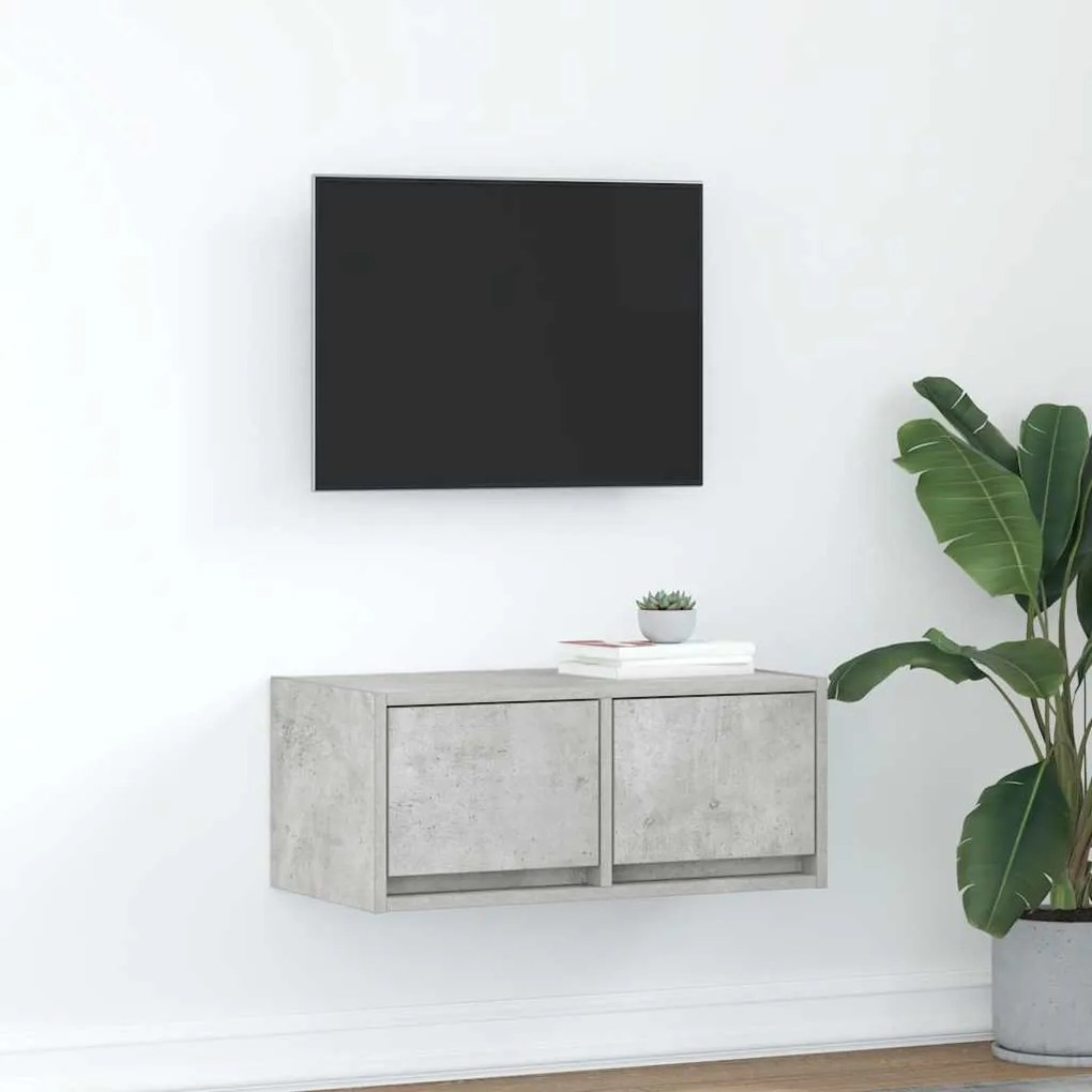 861496 vidaXL ТВ шкаф Бетон сив 60x31x25,5 cm Инженерна дървесина
