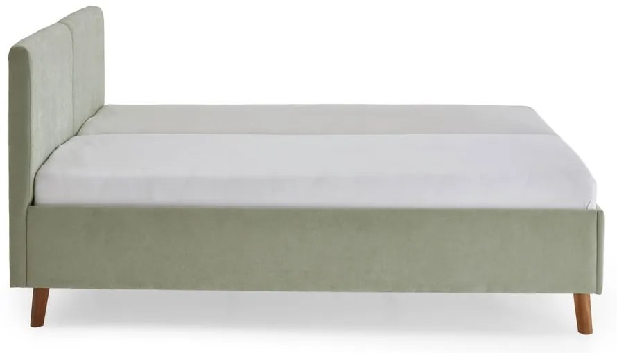 Светлозелено двойно легло 160x200 cm тапицирано с включена подматрачна рамка Piano – Meise Möbel