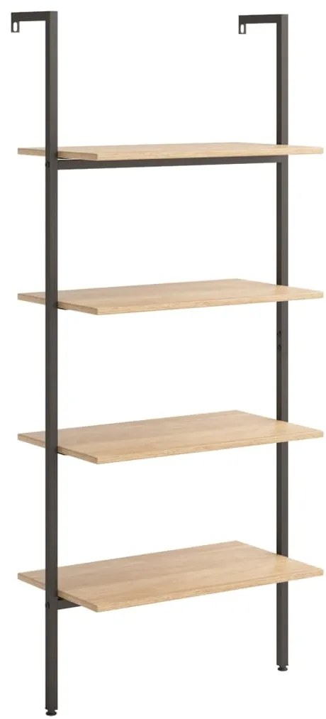 336382 vidaXL Етажерка стълба с 4 рафта светлокафяво и черно 64x35x152,5 см