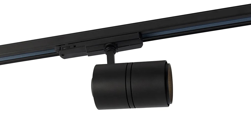 Модерна 3-фазова релсова система черна с 4 прожектора 3000-4000K - Ruler