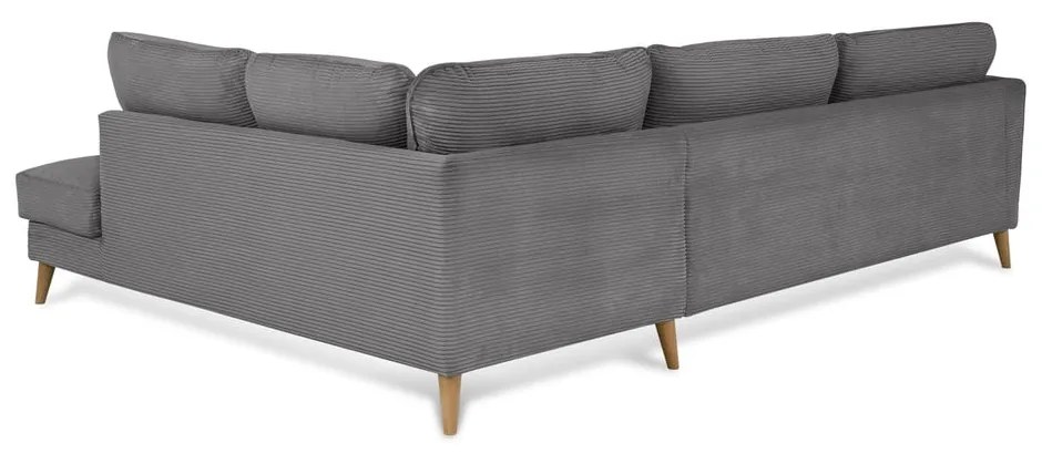 Тъмносив ъглов диван от рипсено кадифе (десен ъгъл) Paris – Scandic