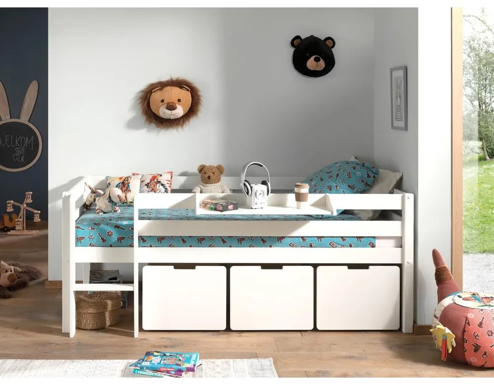 Бяло детско повдигнато легло , 90 x 200 cm Pino - Vipack