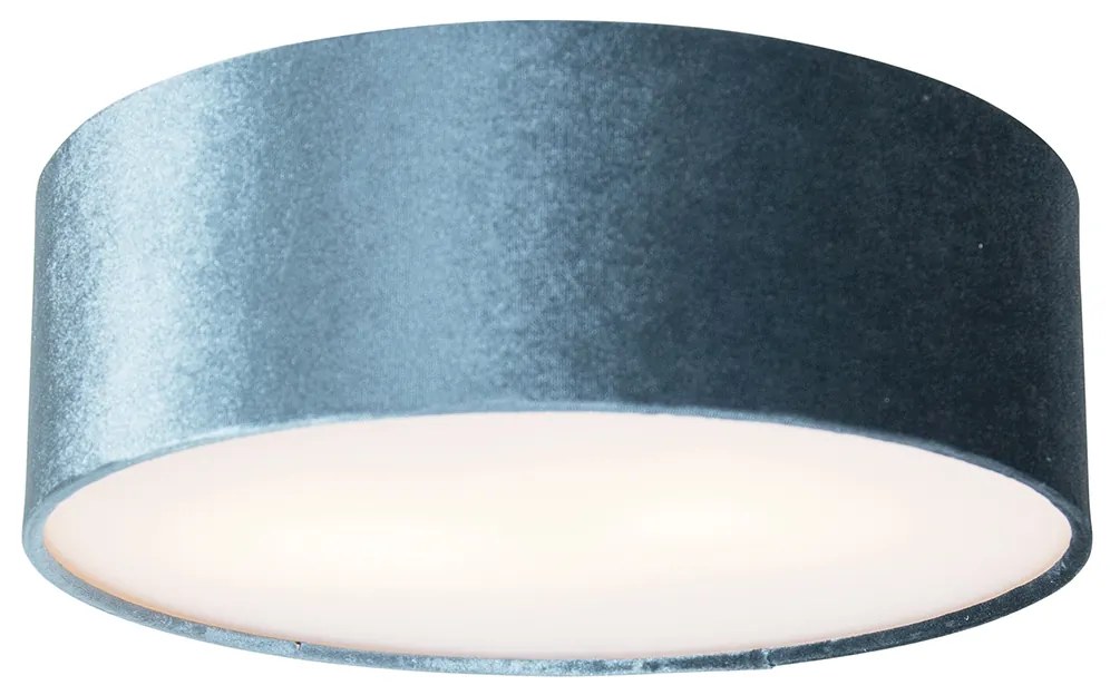 Модерна таванна лампа синя 30 см със златен интериор - Drum