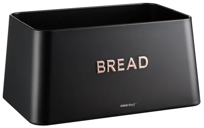 Кутия за хляб с капак за рязане Kinghoff KH 1948, 35 см, Бамбук, Стомана, Черен