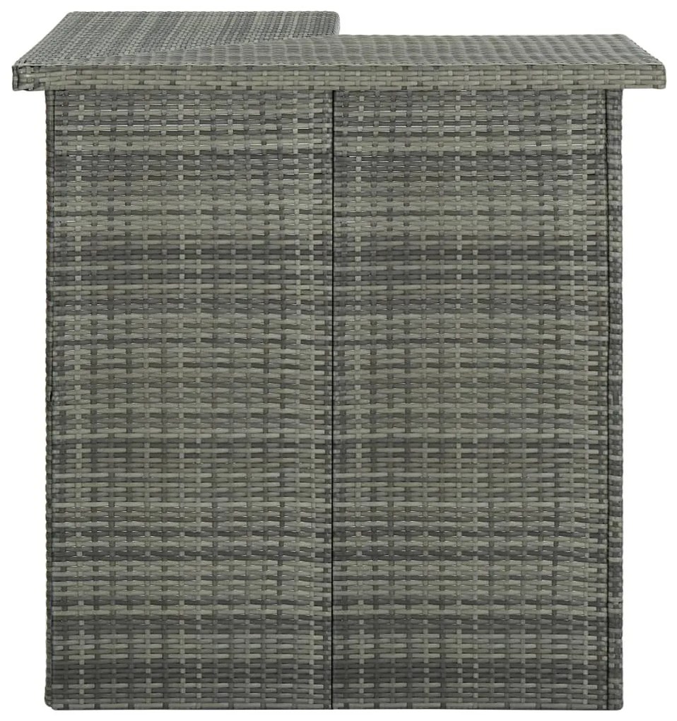 313482 vidaXL Ъглова бар маса, сива, 100x50x105 см, полиратан