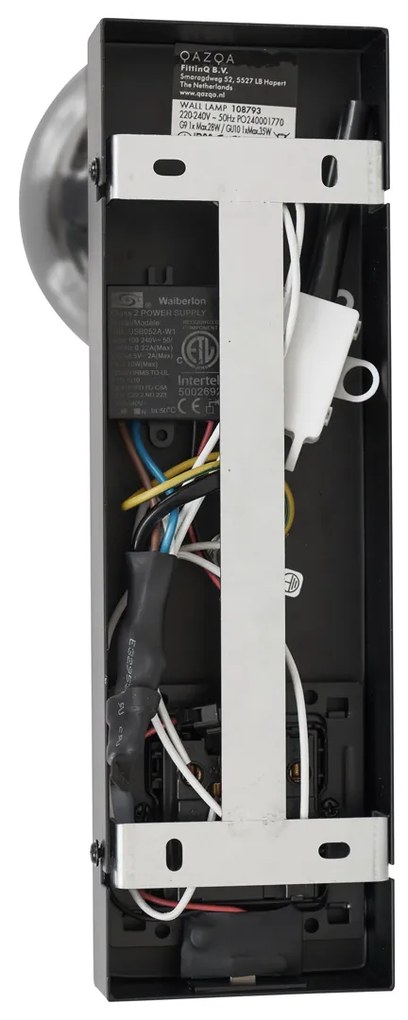 Модерна стенна лампа черна 2 светлини с накланяне и USB-C порт - Lesly