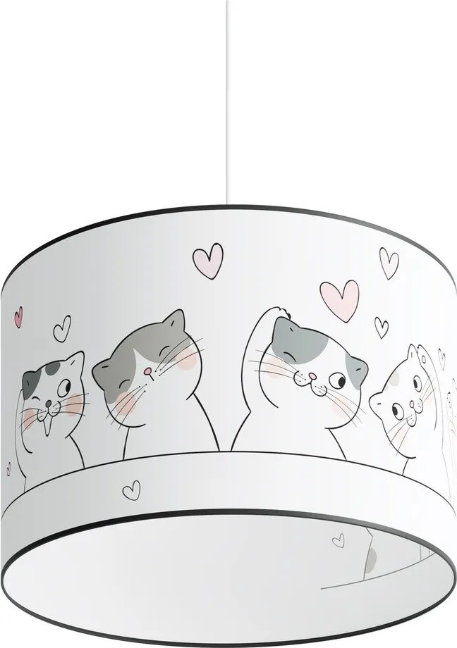 Бял детски полилей с пластмасов абажур ø 40 cm Puss – Sollux