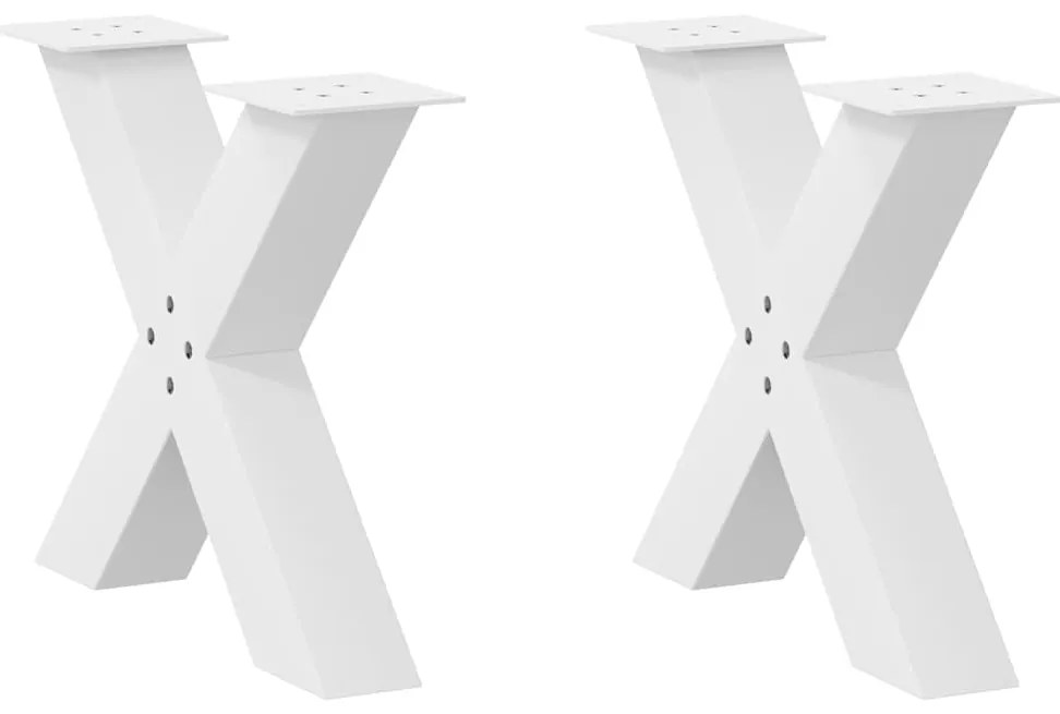 4012957 vidaXL Крака за масичка за кафе, X-образни, 2 бр., бели, 50 x (42-43) см, стомана