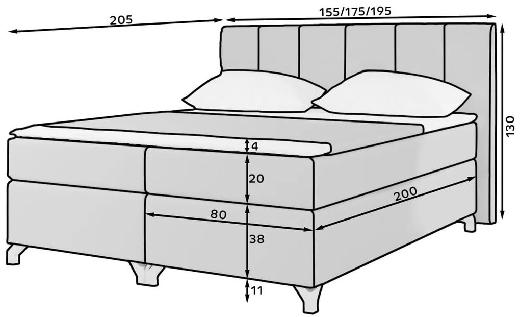Тапицирано легло Basel Led-Mauro-160 x 200