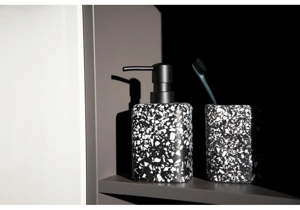 Черна чаша за четки за зъби Terrazzo - Wenko