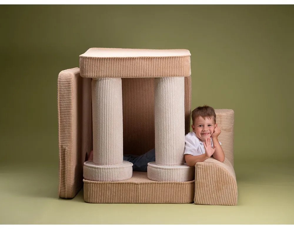 Светлокафяв детски диван от рипсено кадифе 132 cm Settee – Wigiwama