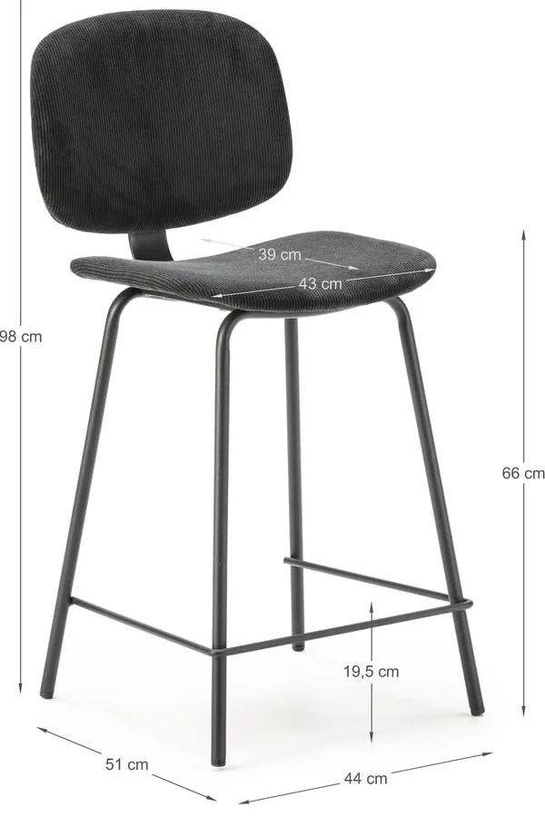 Черни бар столове в комплект от 2 бр. (височина на седалката 66 cm) Arus – Marckeric