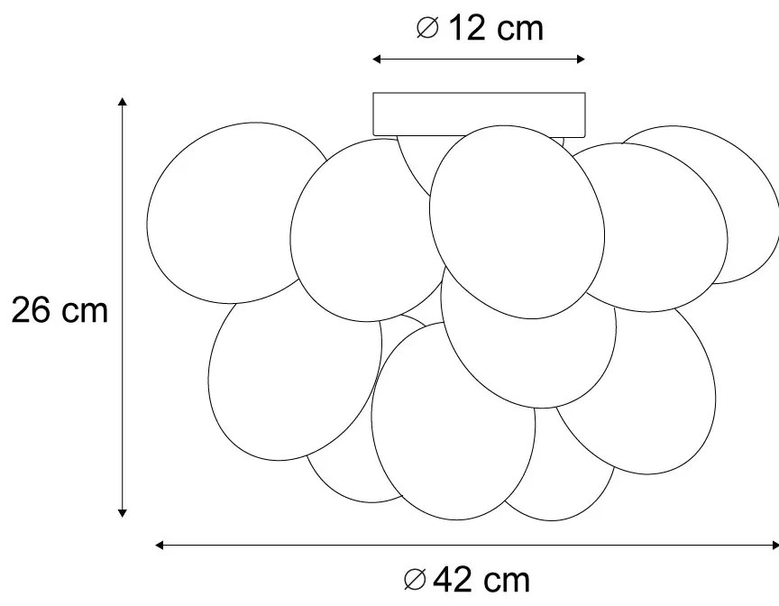 Дизайнерско таванно осветление черно с кехлибарено и опушено стъкло 4-светлинно - Uvas