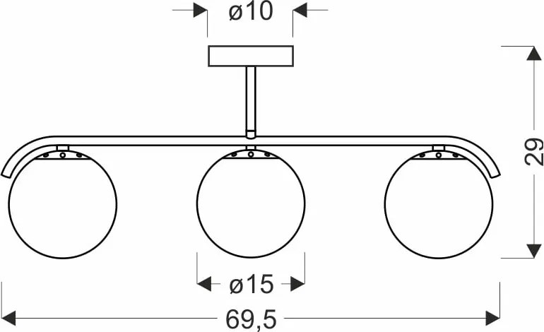 Осветително тяло за таван със стъклен абажур в бяло и златисто 15x69 cm Amadeo – Candellux Lighting